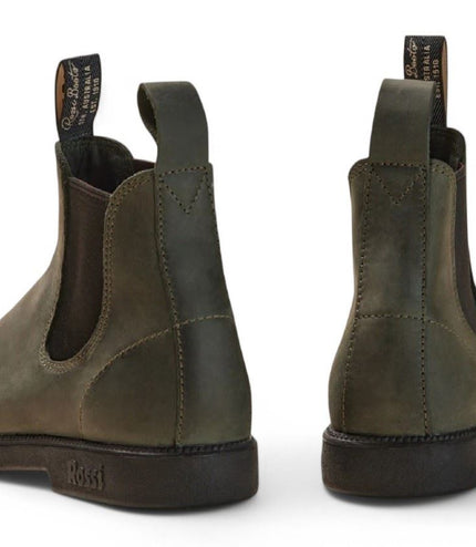 Rossi 607 Booma Moss Olive Green Leather Chelsea Boot