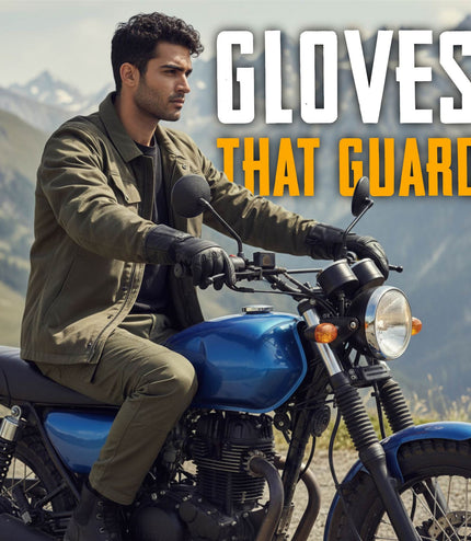 Men's Thermal Motorbike Black Leather Waterproof Biker Protection Gloves