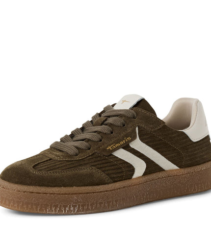 Tamaris Womens Olive Green Suede Leather Fashion Lace Up Sneakers