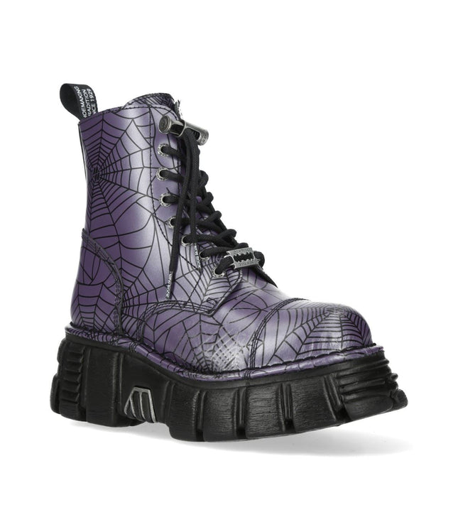 New Rock Purple Leather Gothic Military Biker Boots - MILI083CCT-C122