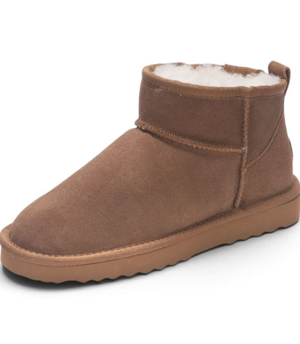 Women's Chestnut Tan Genuine Sheepskin Real Fur Winter Ankle Boots - Sable