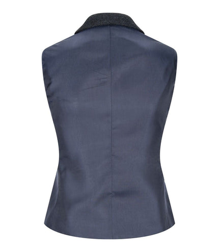 Womens Tweed 1920s Herringbone Navy Waistcoat