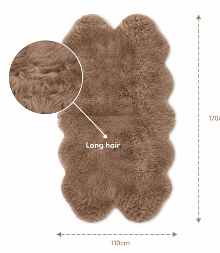 Genuine Sheepskin Mushroom Quad Natural Fluffy Silky Soft Real Wool Rug
