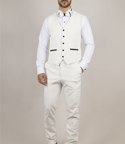 Men's White 3 Piece Velvet Wedding Tuxedo Formal Suit
