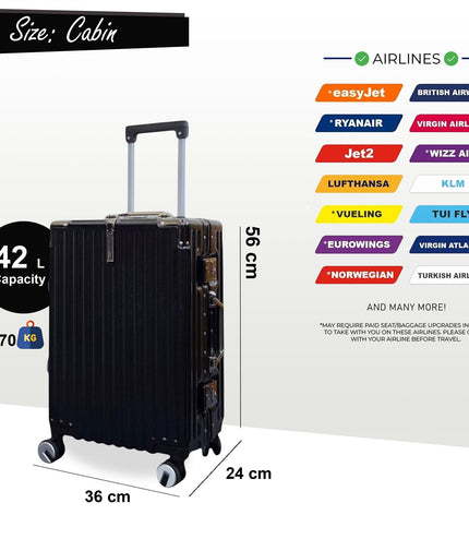 Airdrie Cabin Hard Shell Suitcase in Black
