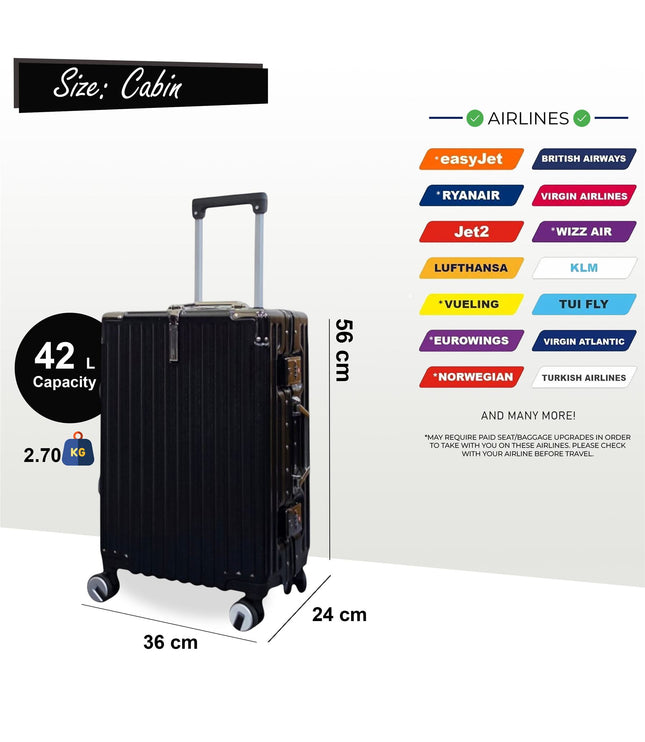 Airdrie Cabin Hard Shell Suitcase in Black