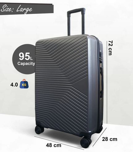 Junee Large Hard Shell Suitcase in Charcoal Grey