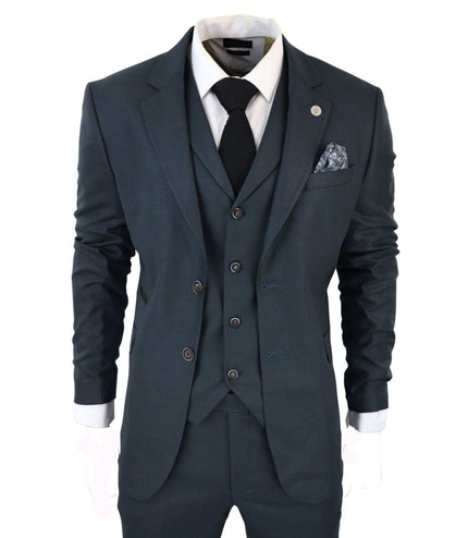Men's 3 Piece Olive Prince Of Wales Check Suit