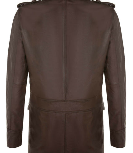 Mens Leather Parka Safari Coat-Mesa Verde - Brown