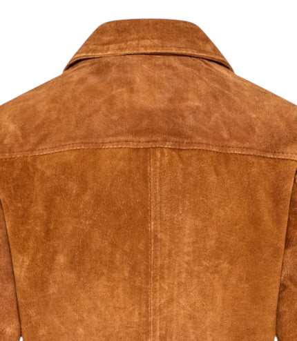 Women’s Tan Suede Leather Bomber Blouson Jacket - Varsity