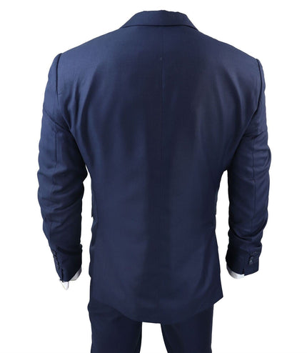 Mens IM1 Classic Plain Navy 3 Piece Suit