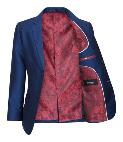 Boys 3 Piece Shiny Royal Blue Classic Suit