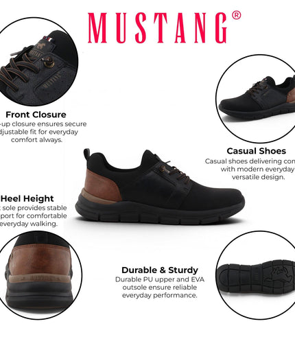 Mustang Men's Black Lightweight Lace-Up Trainers Shoes - M0061005
