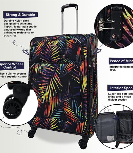 Ashbourne Set of 3 Soft Shell Suitcase in Leaf