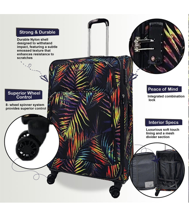 Ashbourne Set of 3 Soft Shell Suitcase in Leaf
