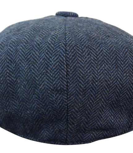 Mens Peaky Blinders Blue Tweed Gatsby Flat Baker Hat