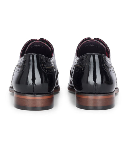 Justin Reess Men's Black Patent Leather Brogue Shoes - Flynn
