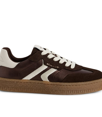 Tamaris Womens Brown White Suede Leather Fashion Lace Up Sneakers