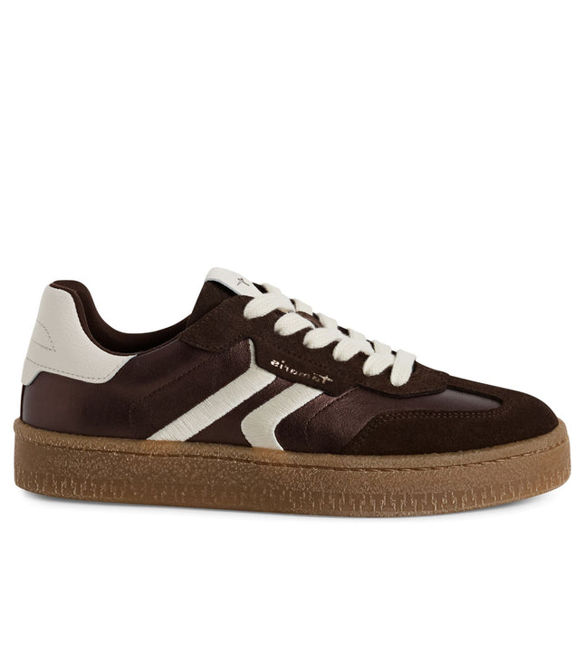 Tamaris Womens Brown White Suede Leather Fashion Lace Up Sneakers