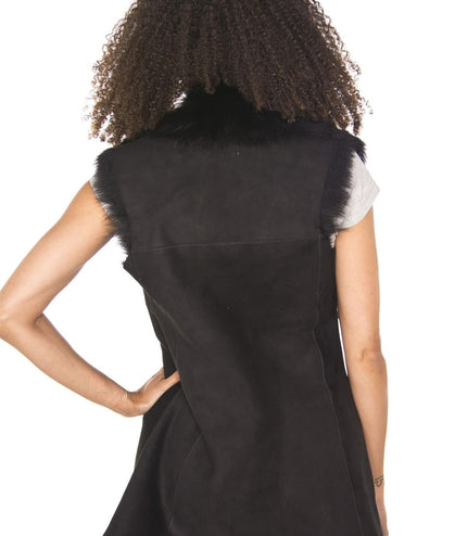 Women's Toscana Sheepskin Long Gilet-Sorocaba - Grey