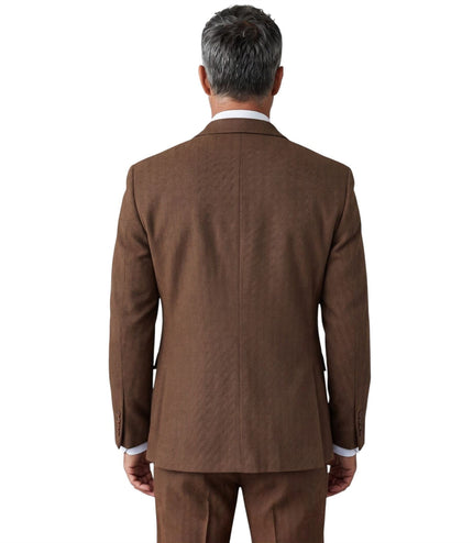 Men's Brown 3 Piece Tweed Herringbone Formal Suit -  IM4