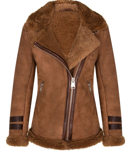 Womens Sheepskin Biker Jacket-Alamar