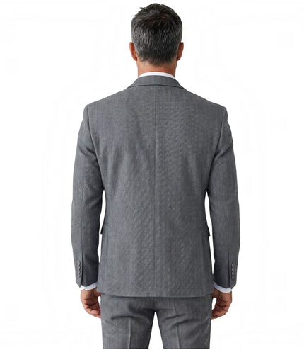 Men's Grey 3 Piece Tweed Herringbone Formal Suit -  IM4
