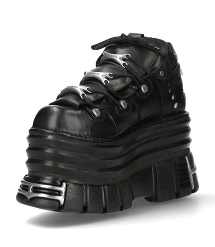 New Rock M-106-C181 Black Gothic Punk Chunky Platform Ankle Boots