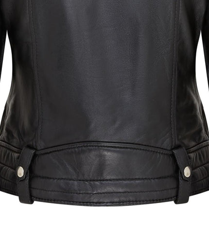 Womens Black Leather Brando Jacket - Chennai
