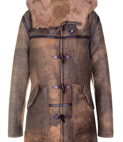 Mens Antique Sheepskin Duffle Coat-Arona