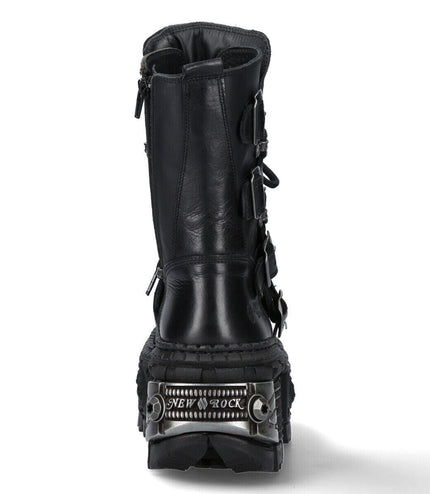 New Rock Mid-Calf Leather Platform Boots-WALL373-S3