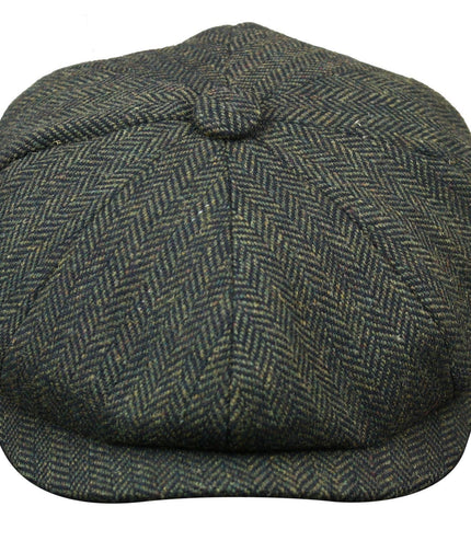 Mens Peaky Blinders Charcoal Tweed Gatsby Flat Baker Hat