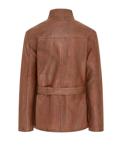 Men's Tan Lamb Leather Safari Parka Jacket - Edinburgh
