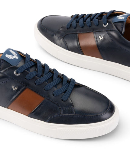 Martinelli Men's Blue Leather Sneakers Trainer Shoes - Hastings