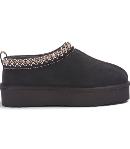 Women’s Brown Genuine Sheepskin Real Fur Winter Platform Slippers - Polar