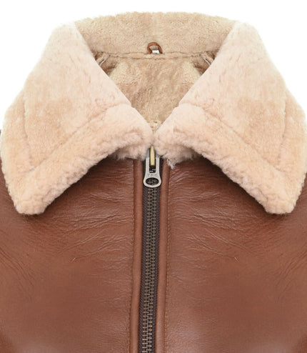 Womens Tan B3 Sheepskin Flying Jacket-Kano