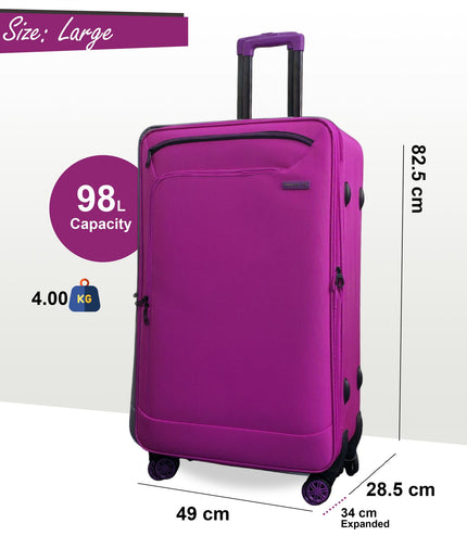 Handa Large Soft Shell Suitcase in Pink