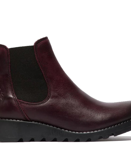 Fly London Womens Red Salv Chelsea Leather Ankle Casual Wedge Heel Boots