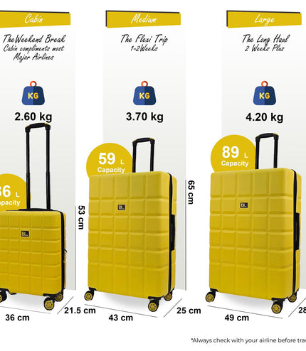 Cotgrave Set of 3 Soft Shell Suitcase in Yellow