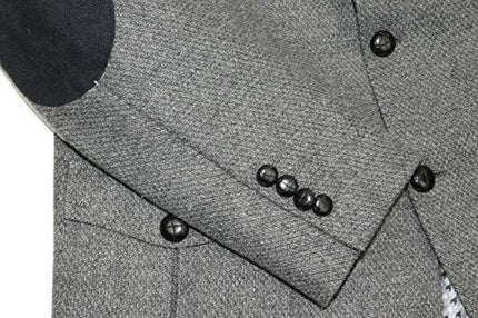 Mens Wool Tweed Shooting Jacket Hunting Blazer Smart Casual Elbow Patch Grey