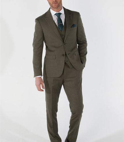 Men's 3 Piece Sage Summer Wedding Tailored Fit Suit