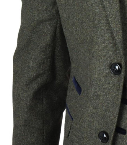 Men's Olive Green Wool Blend Tweed Formal Blazer