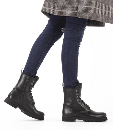 Panama Jack Women's Frisia B1 Black Waterproof Leather Combat Boots