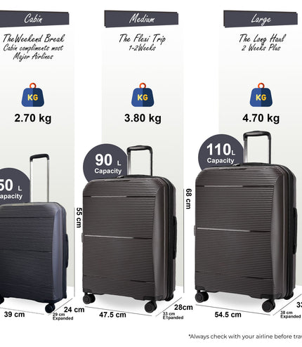 Abiko Set of 3 Hard Shell Suitcase in Grey