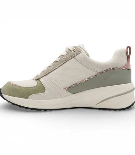 Tamaris Women's White Green Platform Trainers Sneaker Zip Lace-Up Running Shoes