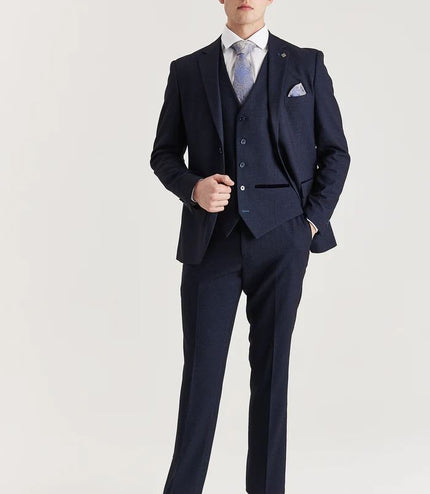 Men's Navy Suit Trouser Prince Of Wales Formal Trouser