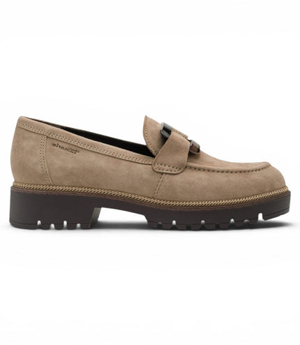 Tamaris Women's Beige Suede Leather Loafer Casual Shoes - 24722-43