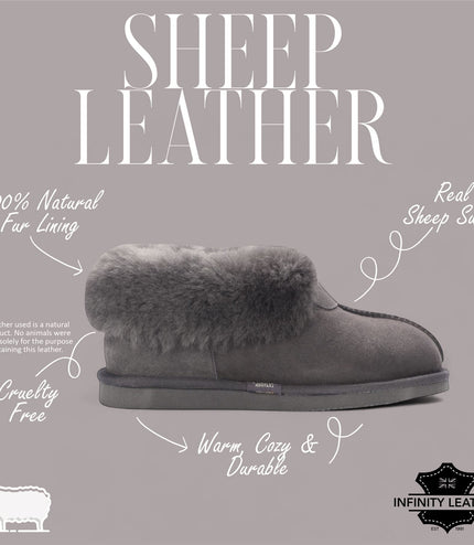 Women's Sheepskin Suede Ankle Grey Slip-On Bootie Winter - Glacier