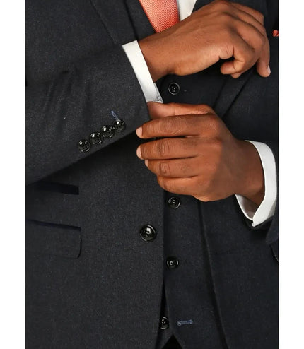 Men's Navy Blue Wool Blend Tweed Formal Blazer