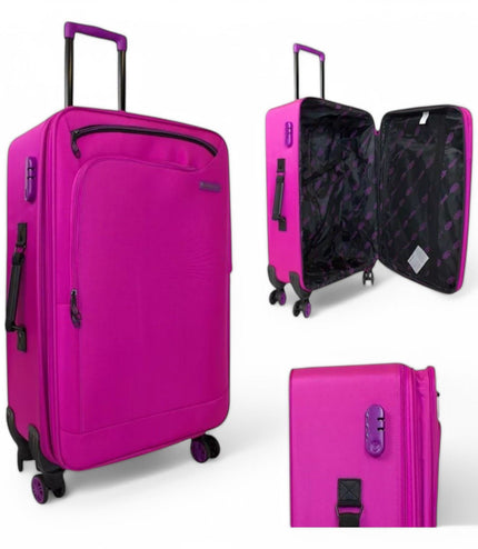 Handa Set of 3 Soft Shell Suitcase in Pink